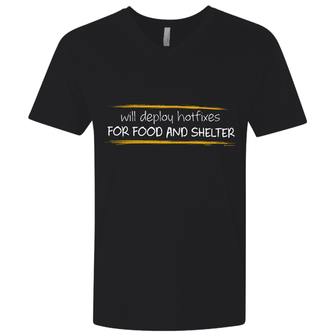 T-Shirts Black / X-Small Deploying Hotfixes For Food And Shelter Men's Premium V-Neck