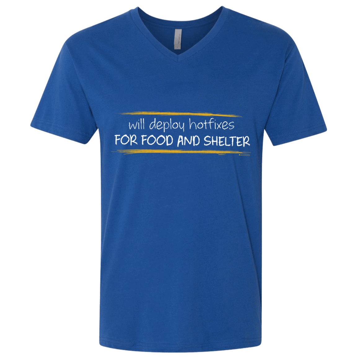 T-Shirts Royal / X-Small Deploying Hotfixes For Food And Shelter Men's Premium V-Neck