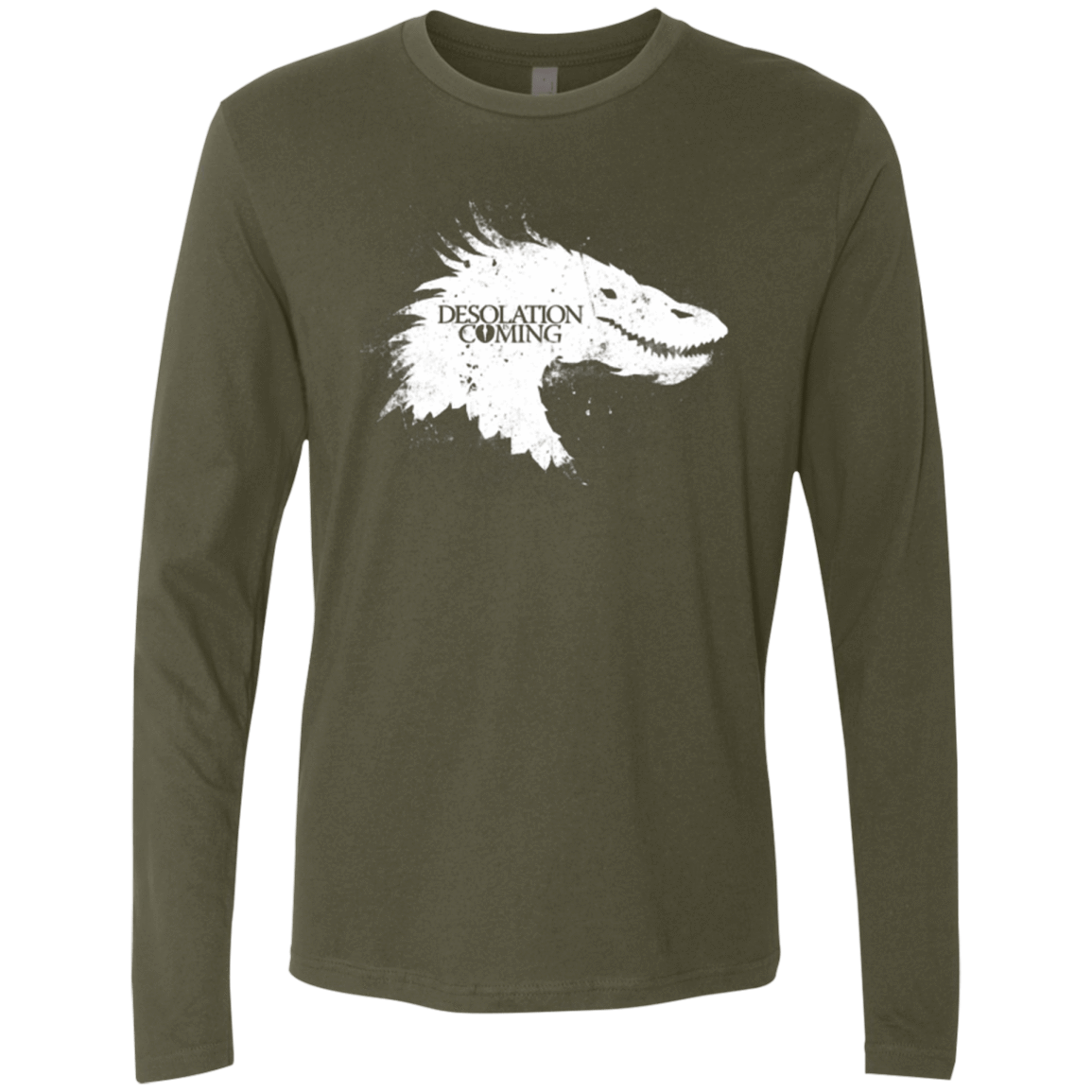 T-Shirts Military Green / Small Desolation is Coming white Men's Premium Long Sleeve