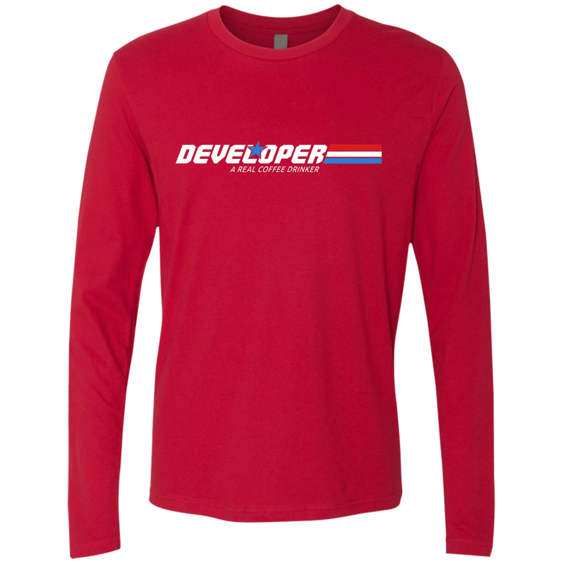 T-Shirts Red / Small Developer - A Real Coffee Drinker Men's Premium Long Sleeve