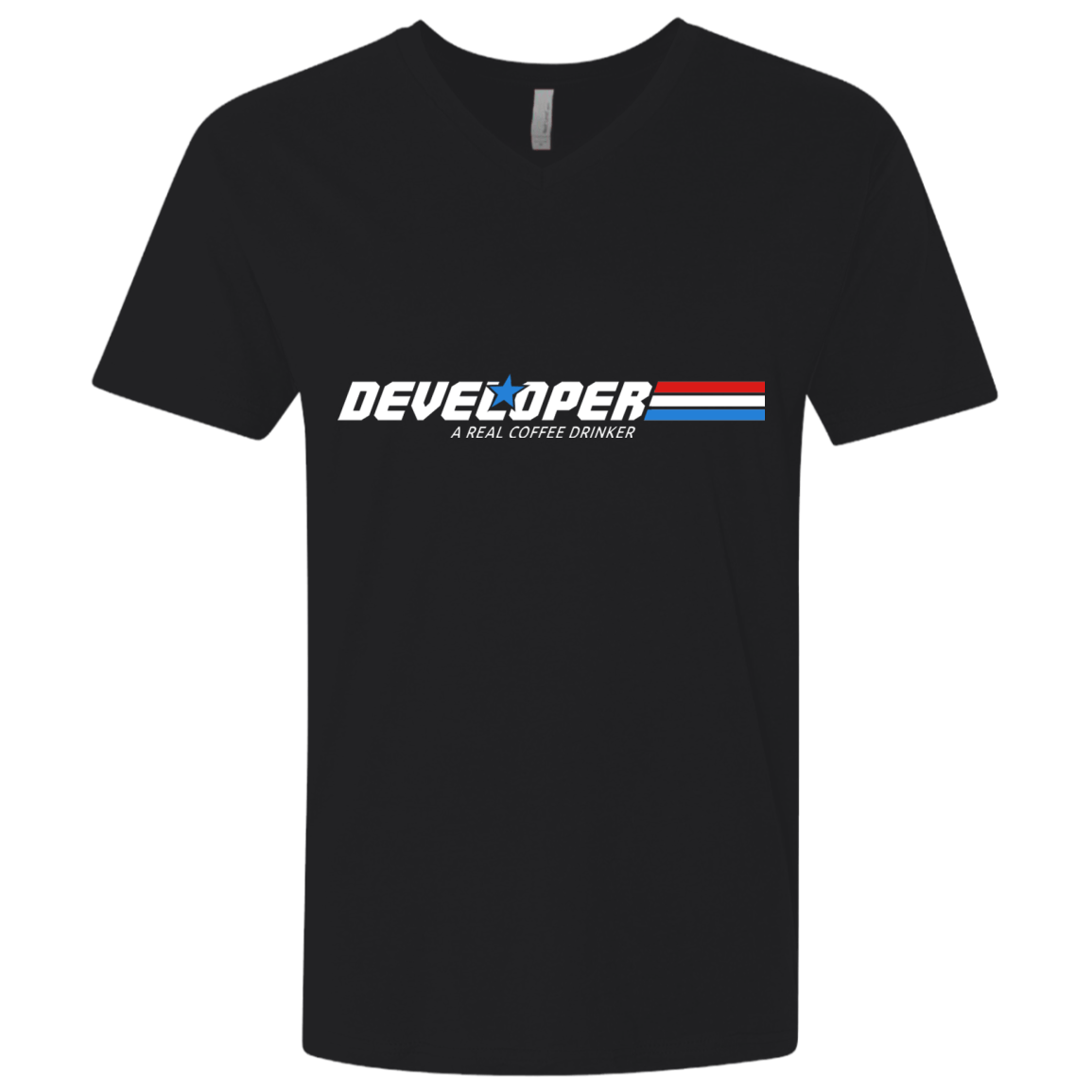 T-Shirts Black / X-Small Developer - A Real Coffee Drinker Men's Premium V-Neck