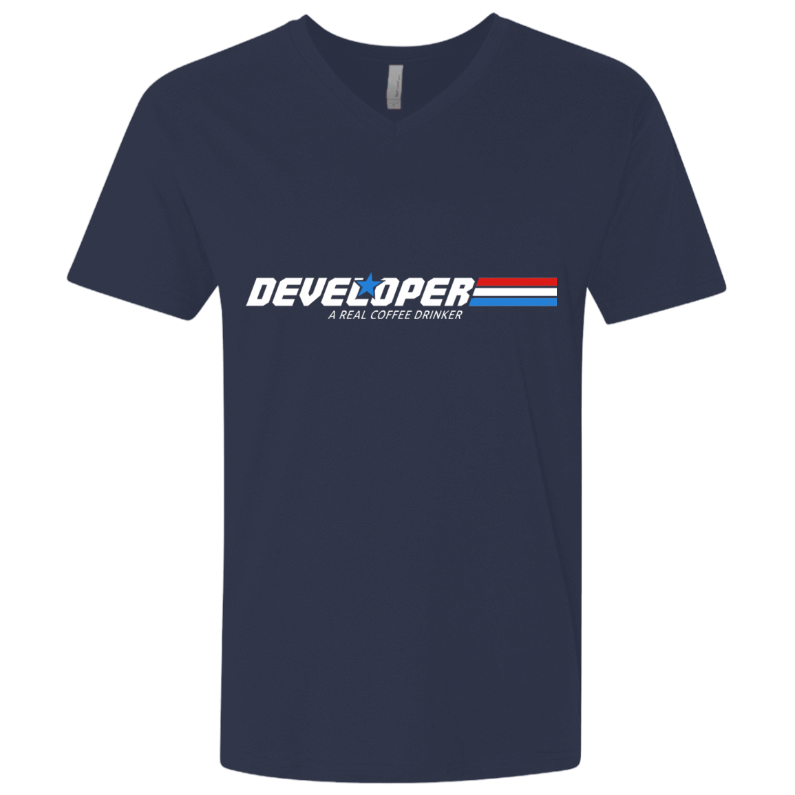 T-Shirts Midnight Navy / X-Small Developer - A Real Coffee Drinker Men's Premium V-Neck