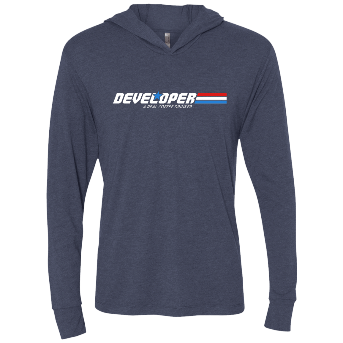 T-Shirts Vintage Navy / X-Small Developer - A Real Coffee Drinker Triblend Long Sleeve Hoodie Tee