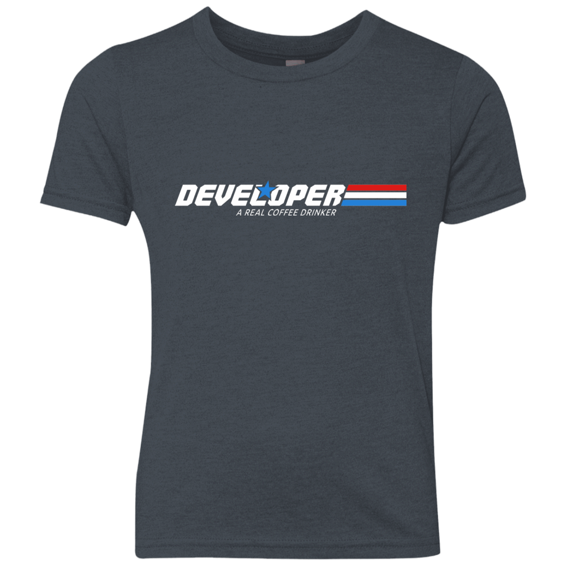 T-Shirts Vintage Navy / YXS Developer - A Real Coffee Drinker Youth Triblend T-Shirt