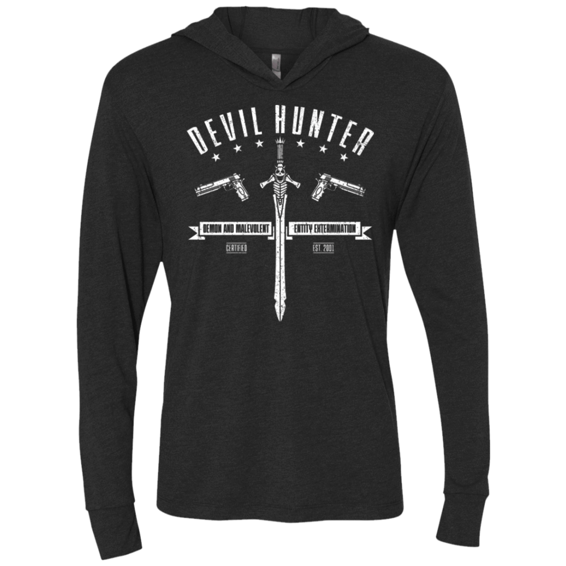 T-Shirts Vintage Black / X-Small Devil hunter Triblend Long Sleeve Hoodie Tee