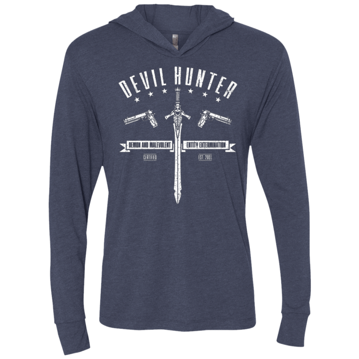 T-Shirts Vintage Navy / X-Small Devil hunter Triblend Long Sleeve Hoodie Tee