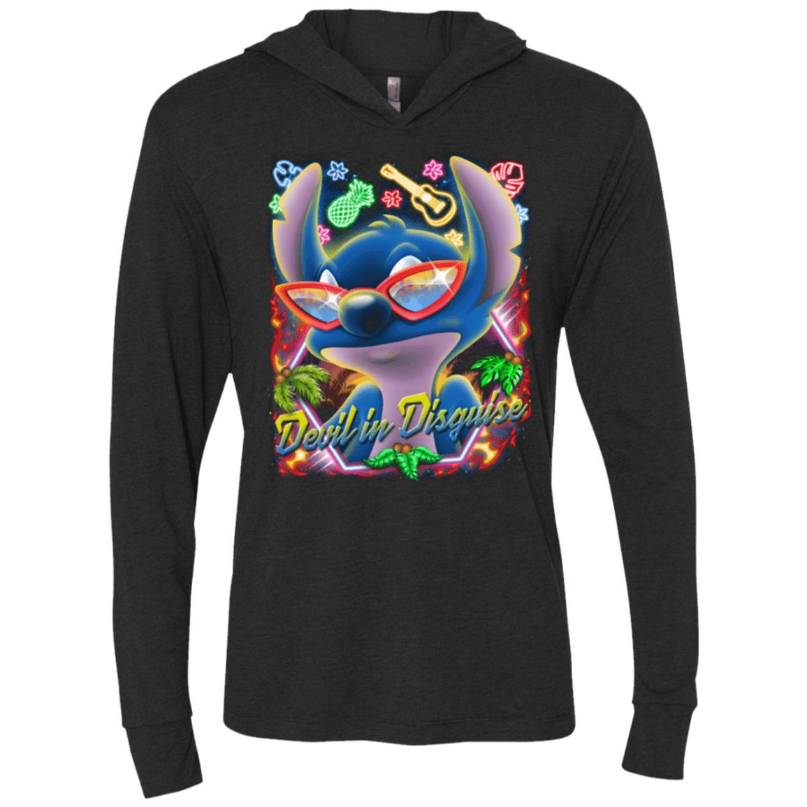 T-Shirts Vintage Black / X-Small Devil in Disguise Triblend Long Sleeve Hoodie Tee