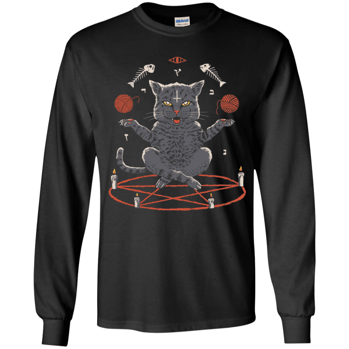 T-Shirts Black / YS Devious Cat Youth Long Sleeve T-Shirt