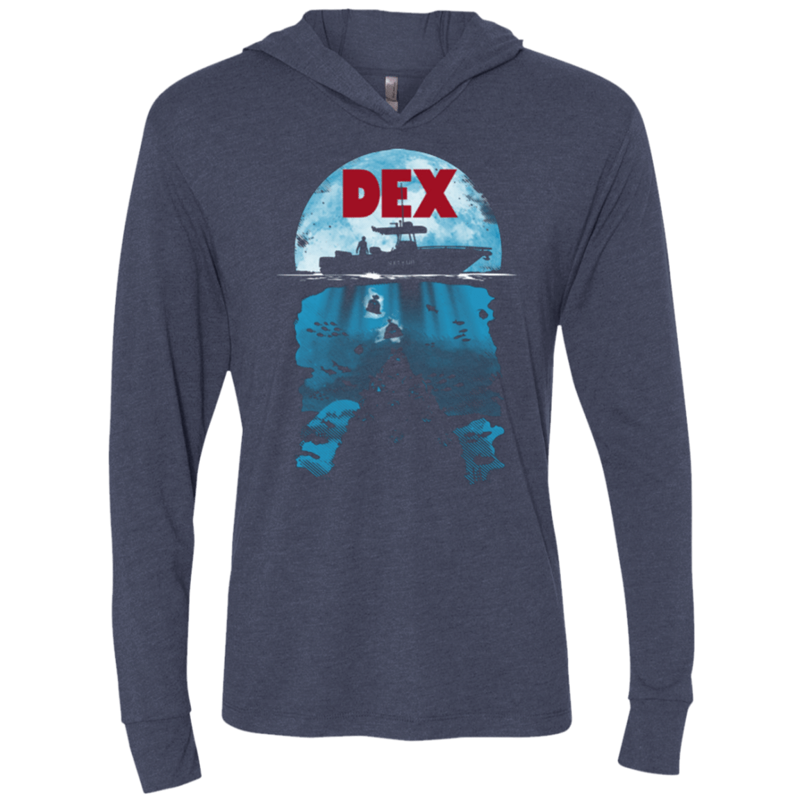 T-Shirts Vintage Navy / X-Small Dex Triblend Long Sleeve Hoodie Tee
