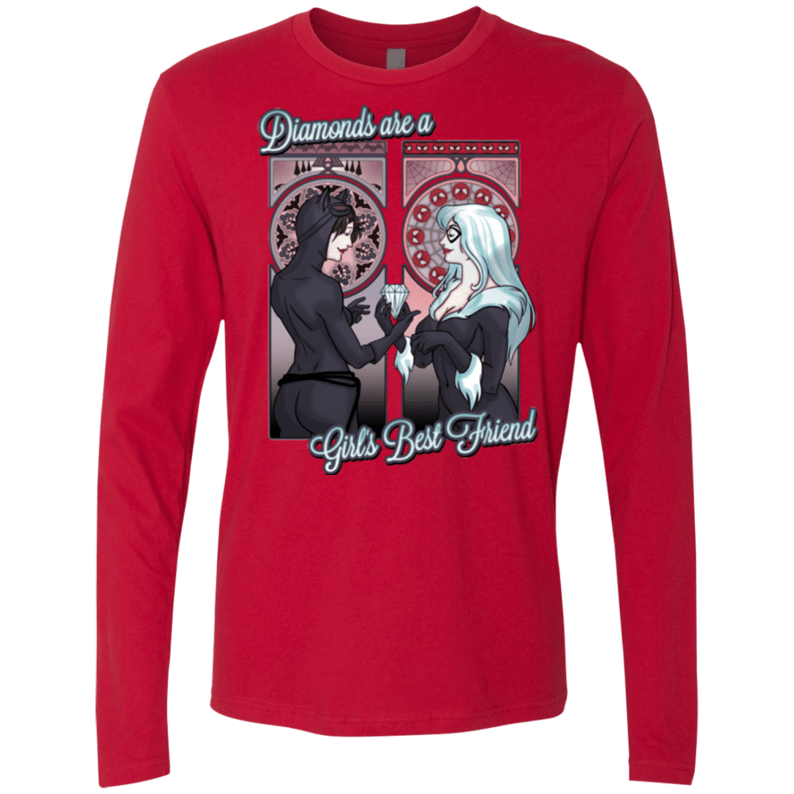T-Shirts Red / Small Diamonds are a Girl's Best Friend Men's Premium Long Sleeve