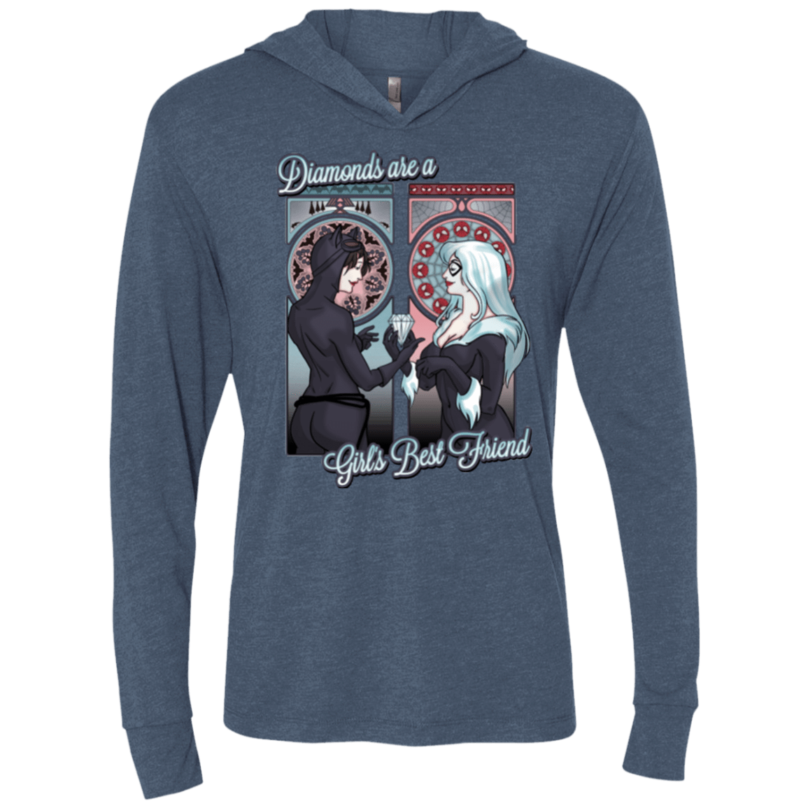 T-Shirts Indigo / X-Small Diamonds are a Girl's Best Friend Triblend Long Sleeve Hoodie Tee