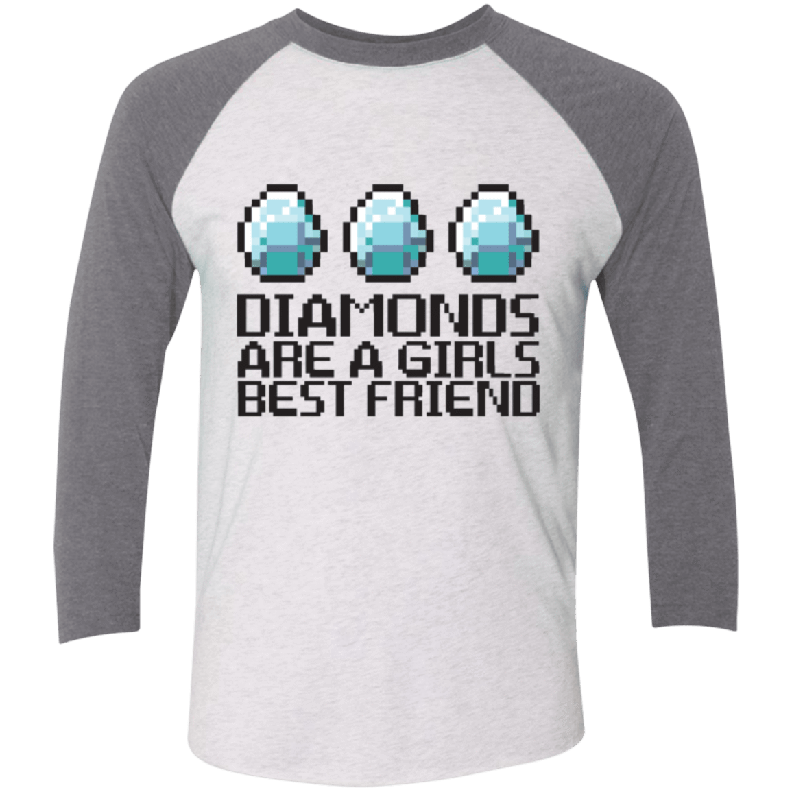 T-Shirts Heather White/Premium Heather / X-Small Diamonds Are A Girls Best Friend Men's Triblend 3/4 Sleeve