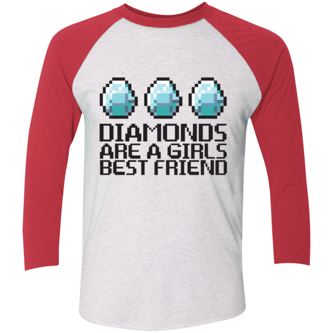 T-Shirts Heather White/Vintage Red / X-Small Diamonds Are A Girls Best Friend Men's Triblend 3/4 Sleeve