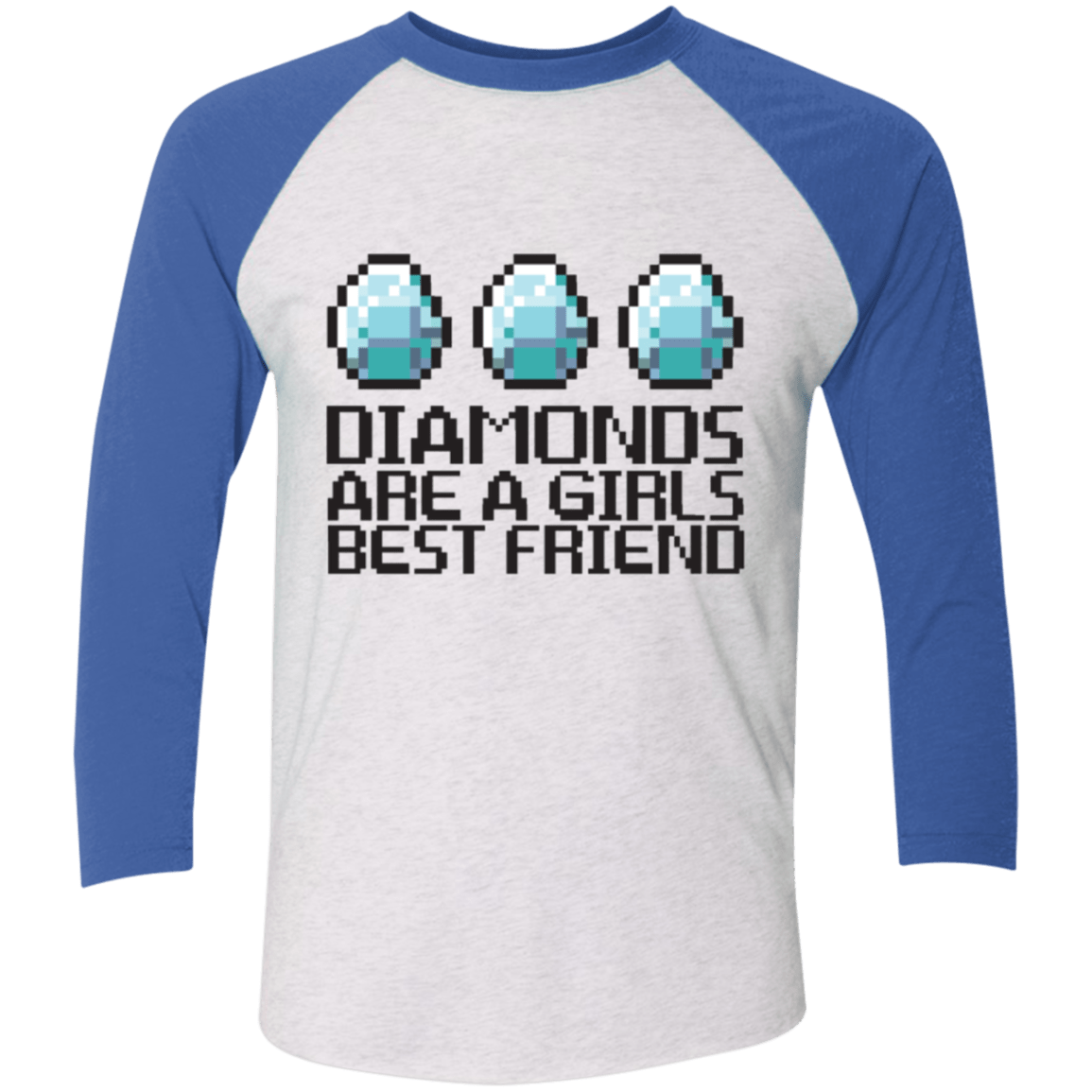 T-Shirts Heather White/Vintage Royal / X-Small Diamonds Are A Girls Best Friend Men's Triblend 3/4 Sleeve