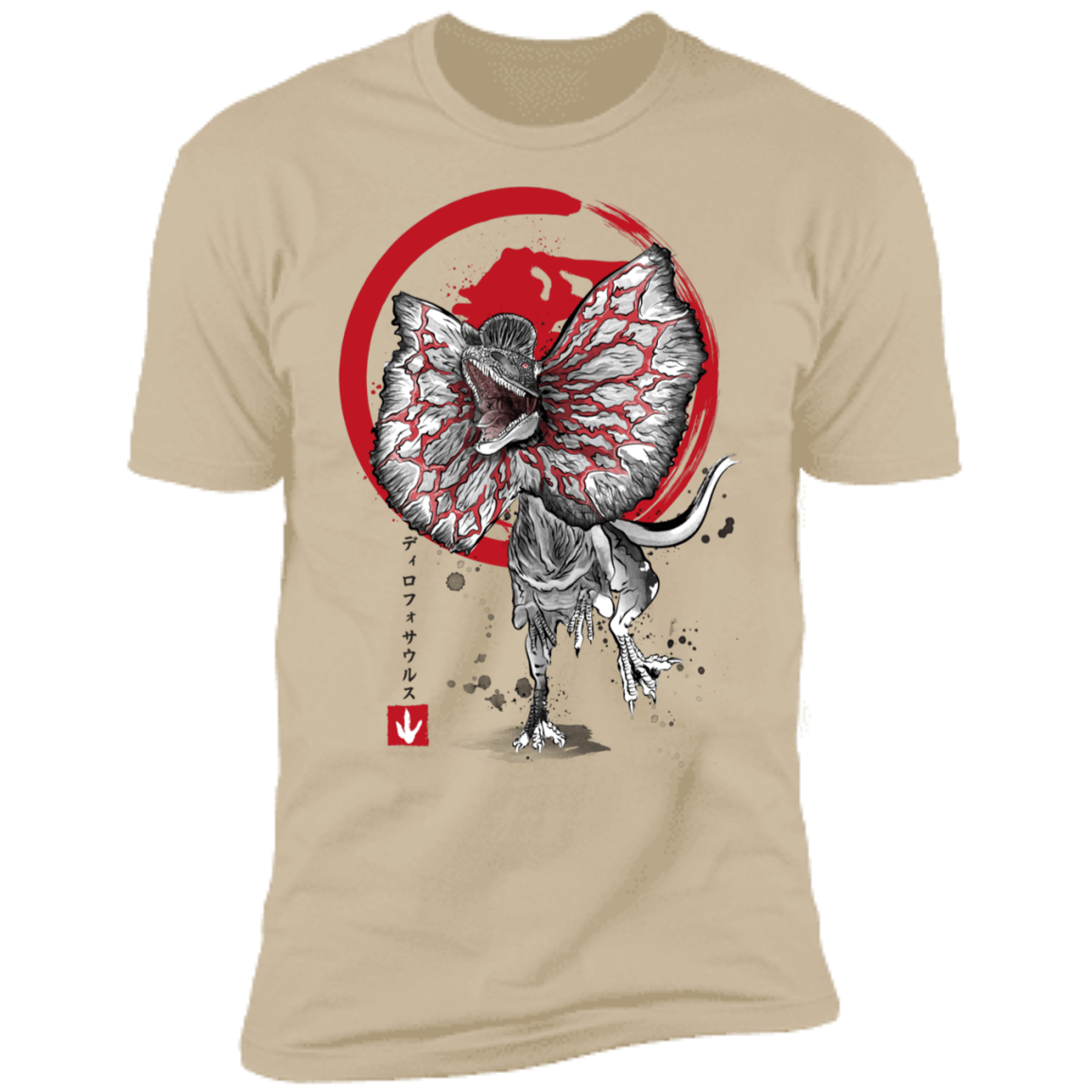 T-Shirts Sand / S Dilophosaurus sumi-e Men's Premium T-Shirt