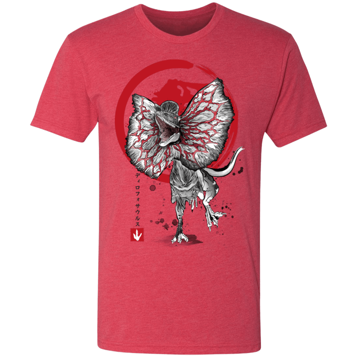 T-Shirts Vintage Red / S Dilophosaurus sumi-e Men's Triblend T-Shirt