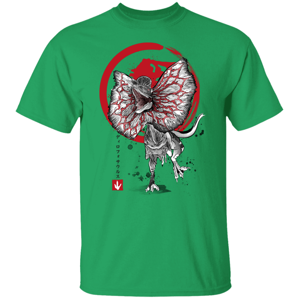 T-Shirts Irish Green / S Dilophosaurus sumi-e T-Shirt