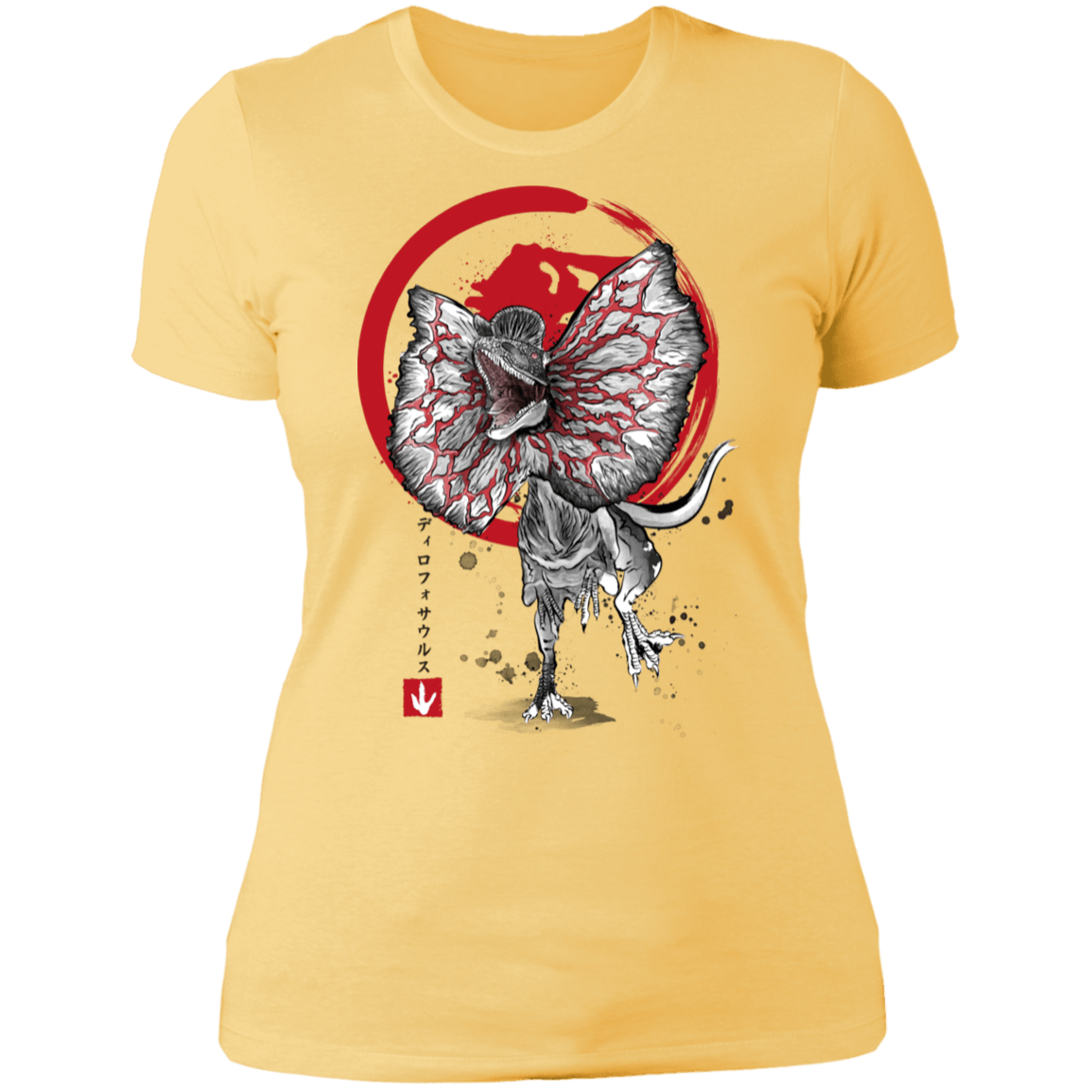 T-Shirts Banana Cream/ / S Dilophosaurus sumi-e Women's Premium T-Shirt
