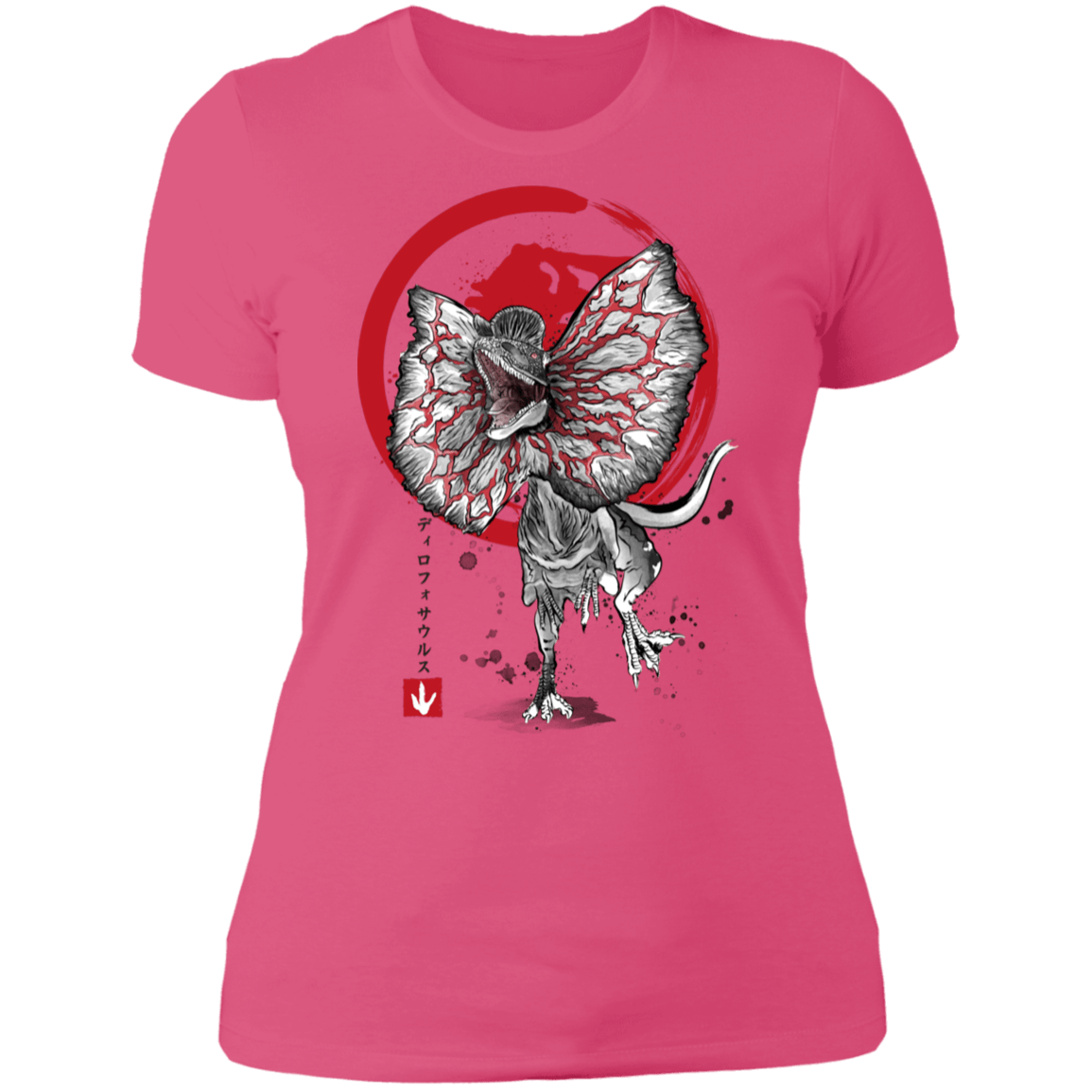 T-Shirts Hot Pink / S Dilophosaurus sumi-e Women's Premium T-Shirt
