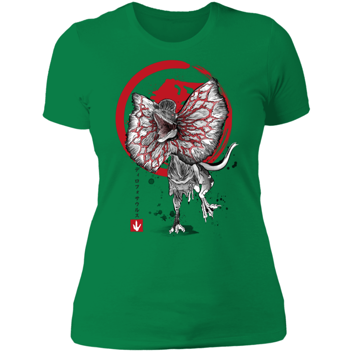 T-Shirts Kelly Green / S Dilophosaurus sumi-e Women's Premium T-Shirt