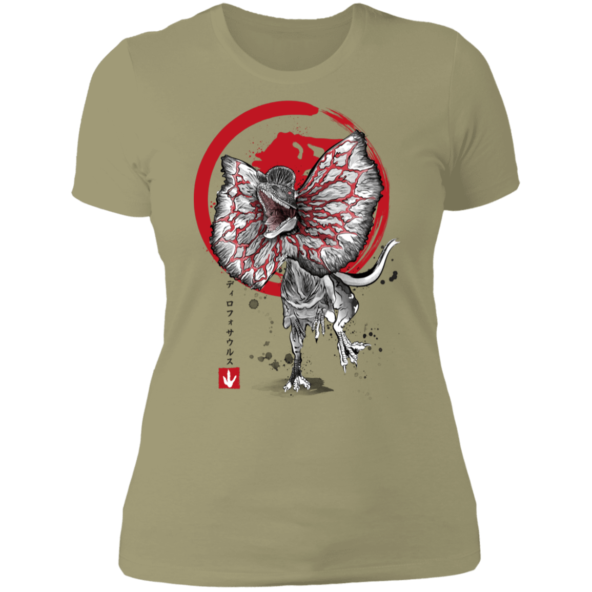 T-Shirts Light Olive / S Dilophosaurus sumi-e Women's Premium T-Shirt