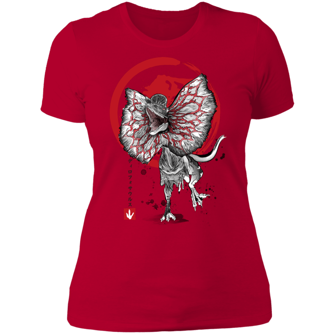T-Shirts Red / S Dilophosaurus sumi-e Women's Premium T-Shirt