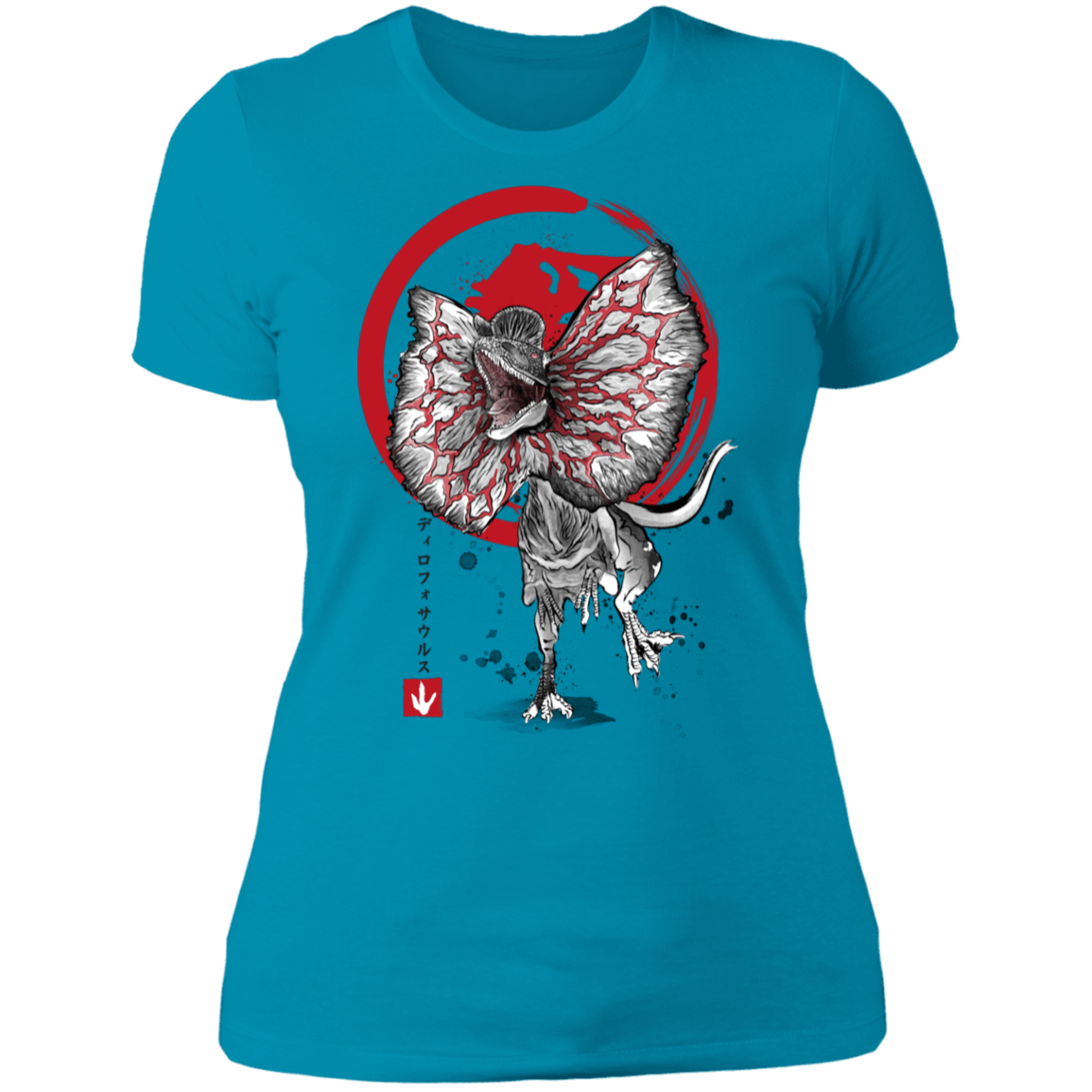 T-Shirts Turquoise / S Dilophosaurus sumi-e Women's Premium T-Shirt