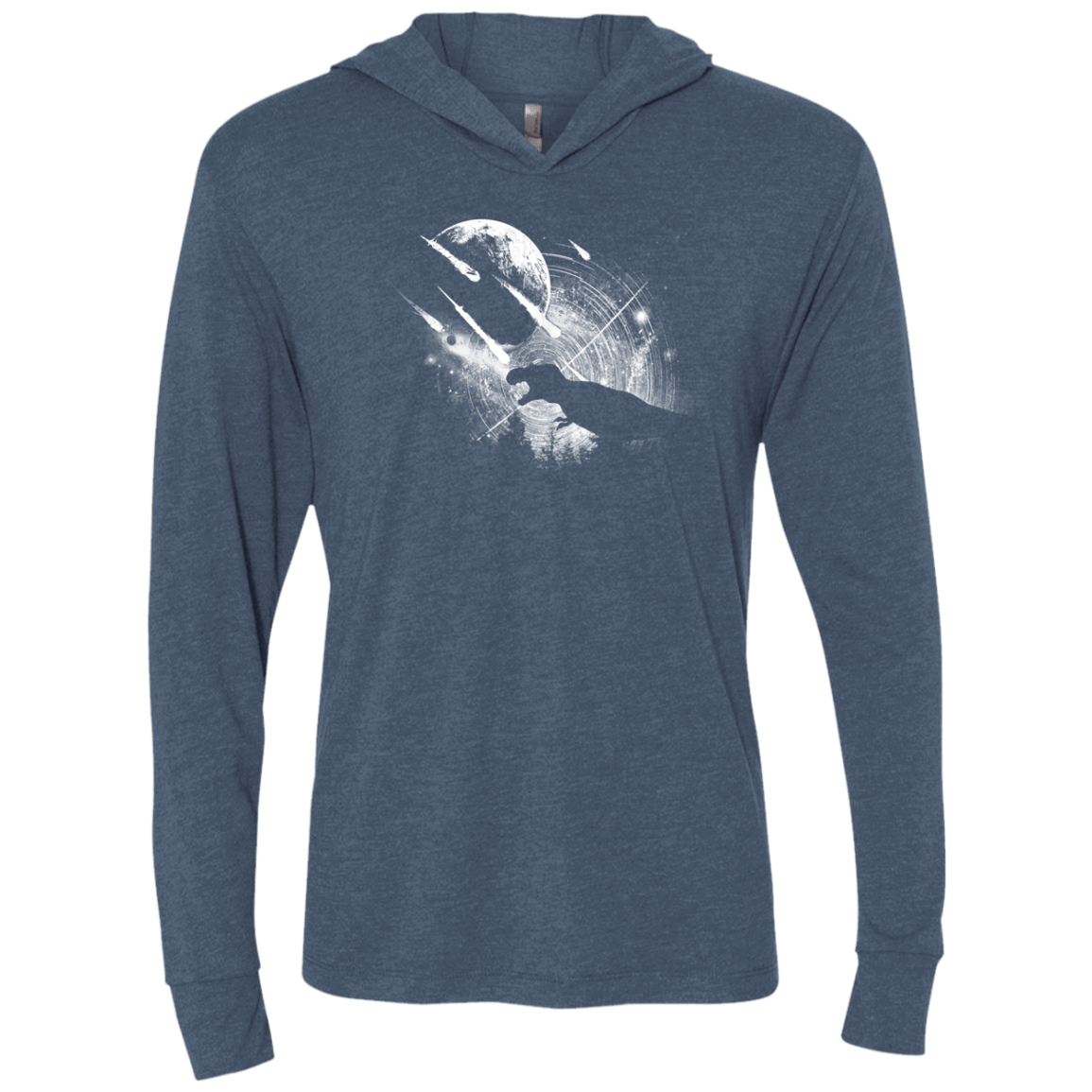 T-Shirts Indigo / X-Small Dino death Triblend Long Sleeve Hoodie Tee