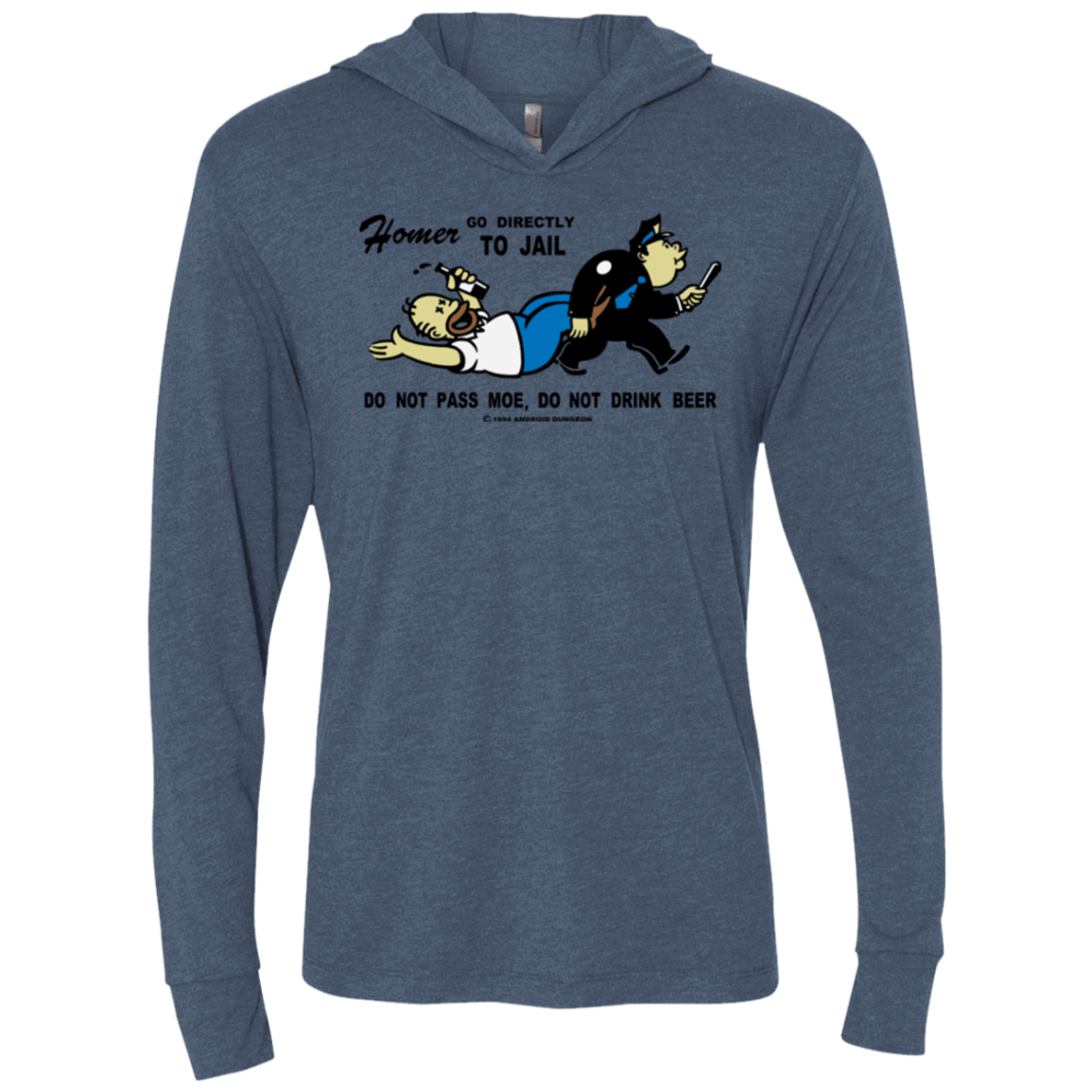 T-Shirts Indigo / X-Small Do Not Pass Moe Triblend Long Sleeve Hoodie Tee