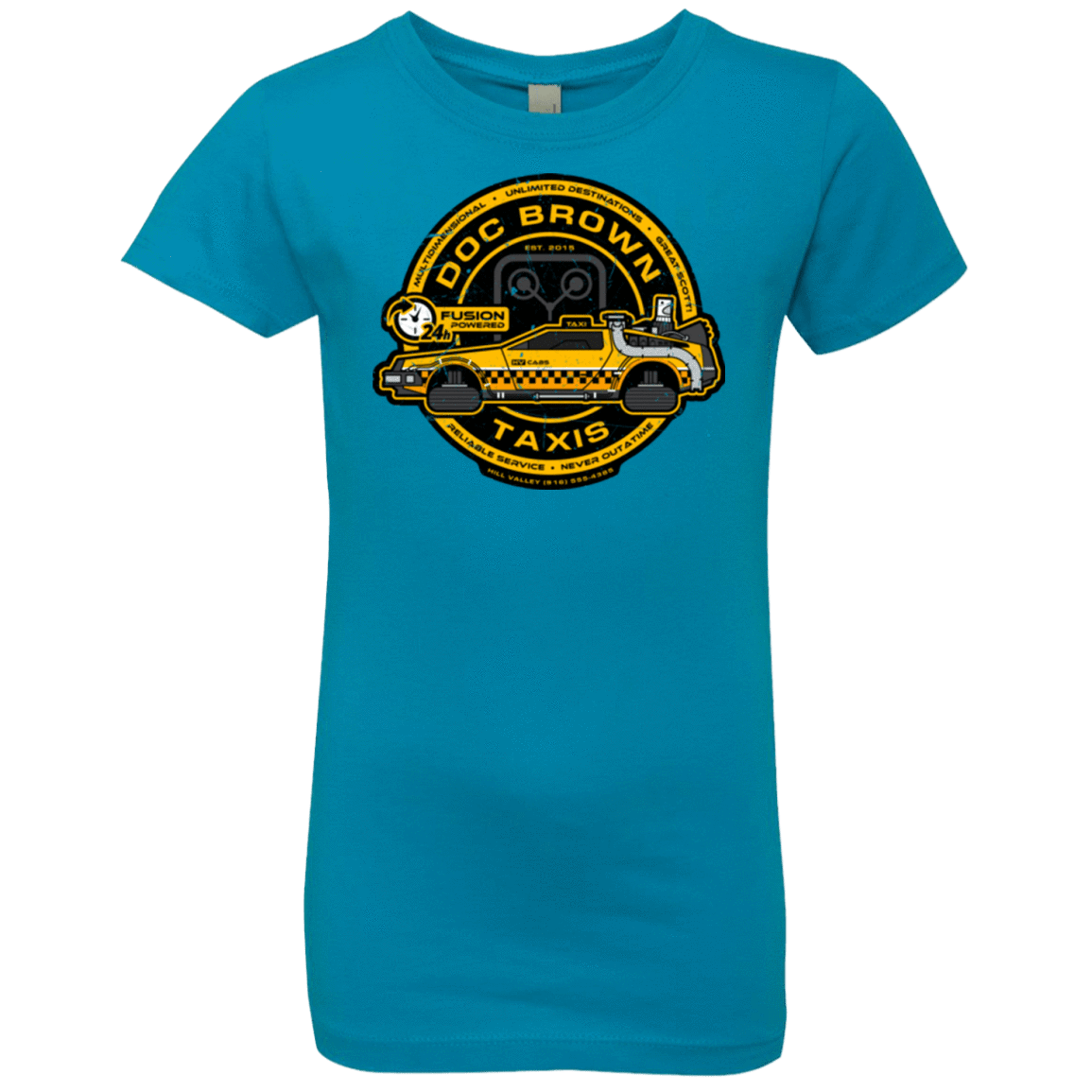 T-Shirts Turquoise / YXS Doc Brown Taxis Girls Premium T-Shirt
