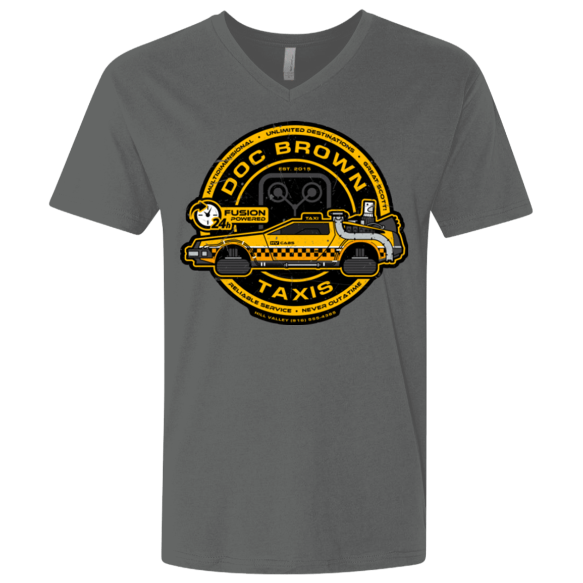 T-Shirts Heavy Metal / X-Small Doc Brown Taxis Men's Premium V-Neck