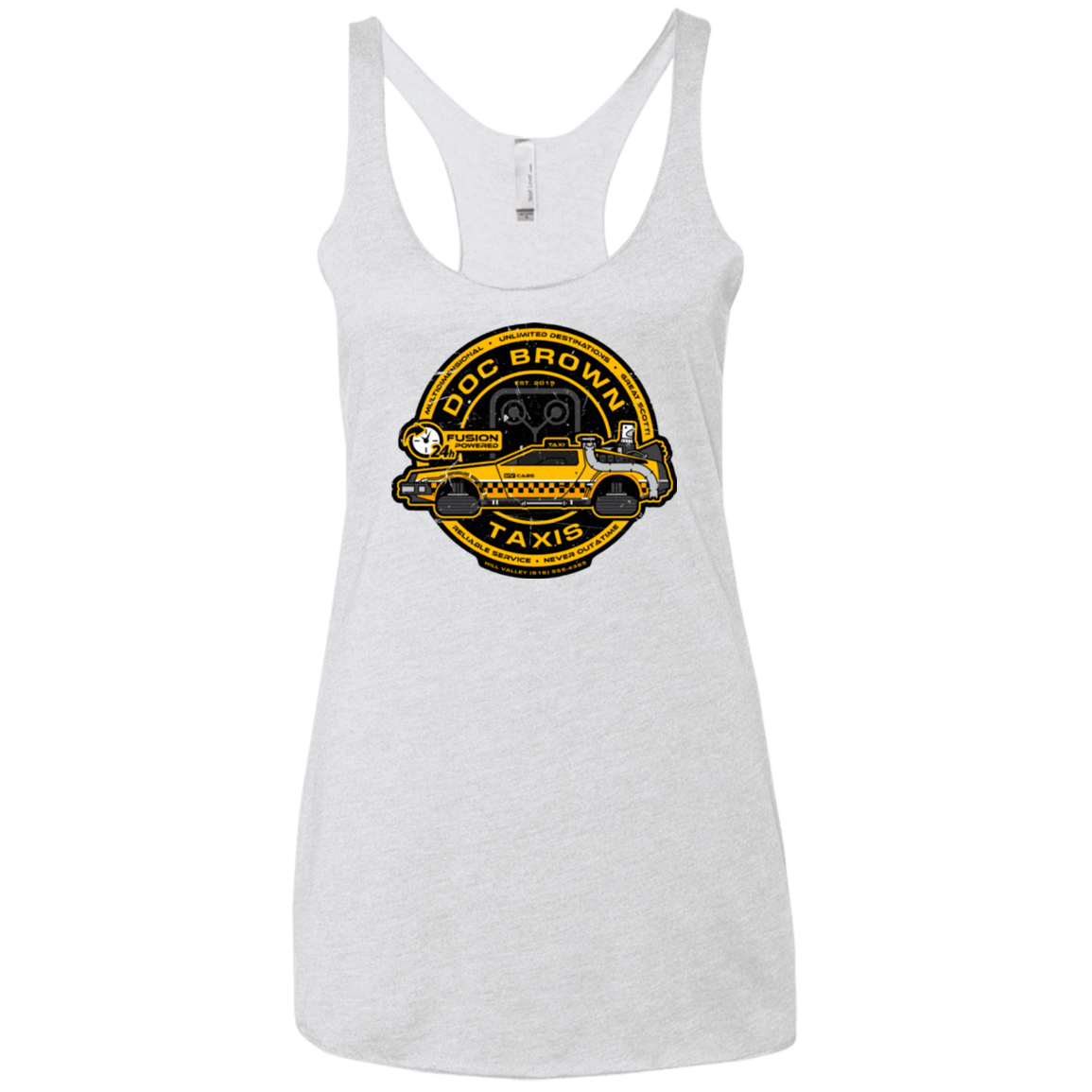 T-Shirts Heather White / X-Small Doc Brown Taxis Women's Triblend Racerback Tank