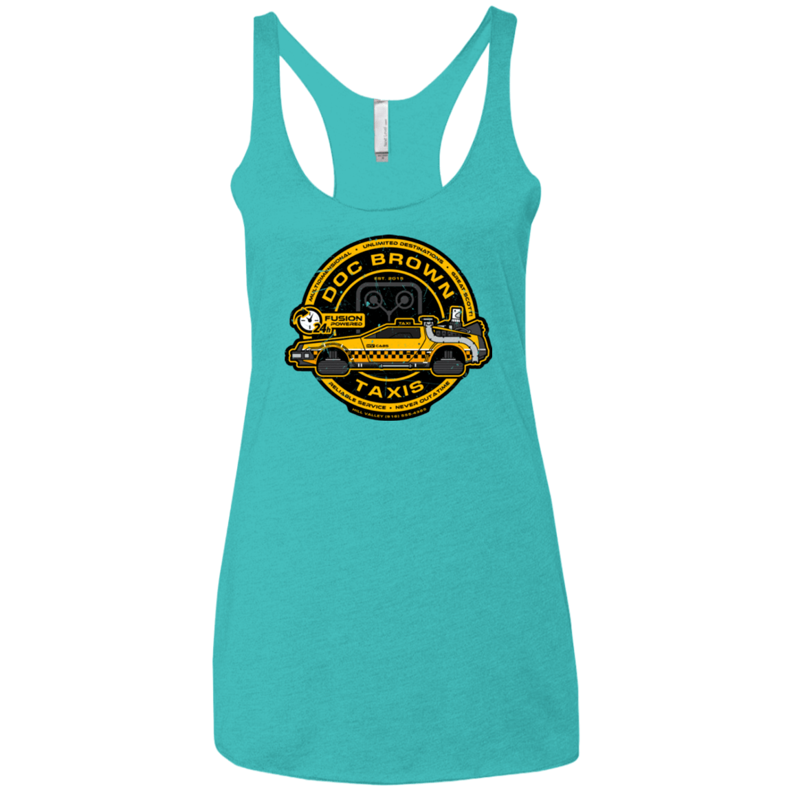 T-Shirts Tahiti Blue / X-Small Doc Brown Taxis Women's Triblend Racerback Tank