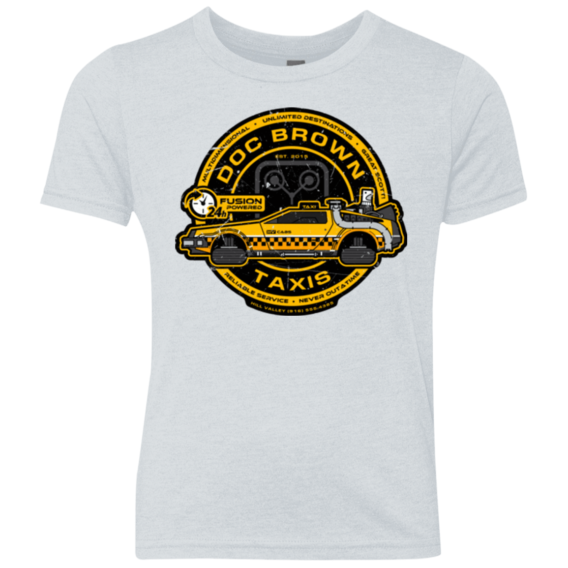 T-Shirts Heather White / YXS Doc Brown Taxis Youth Triblend T-Shirt
