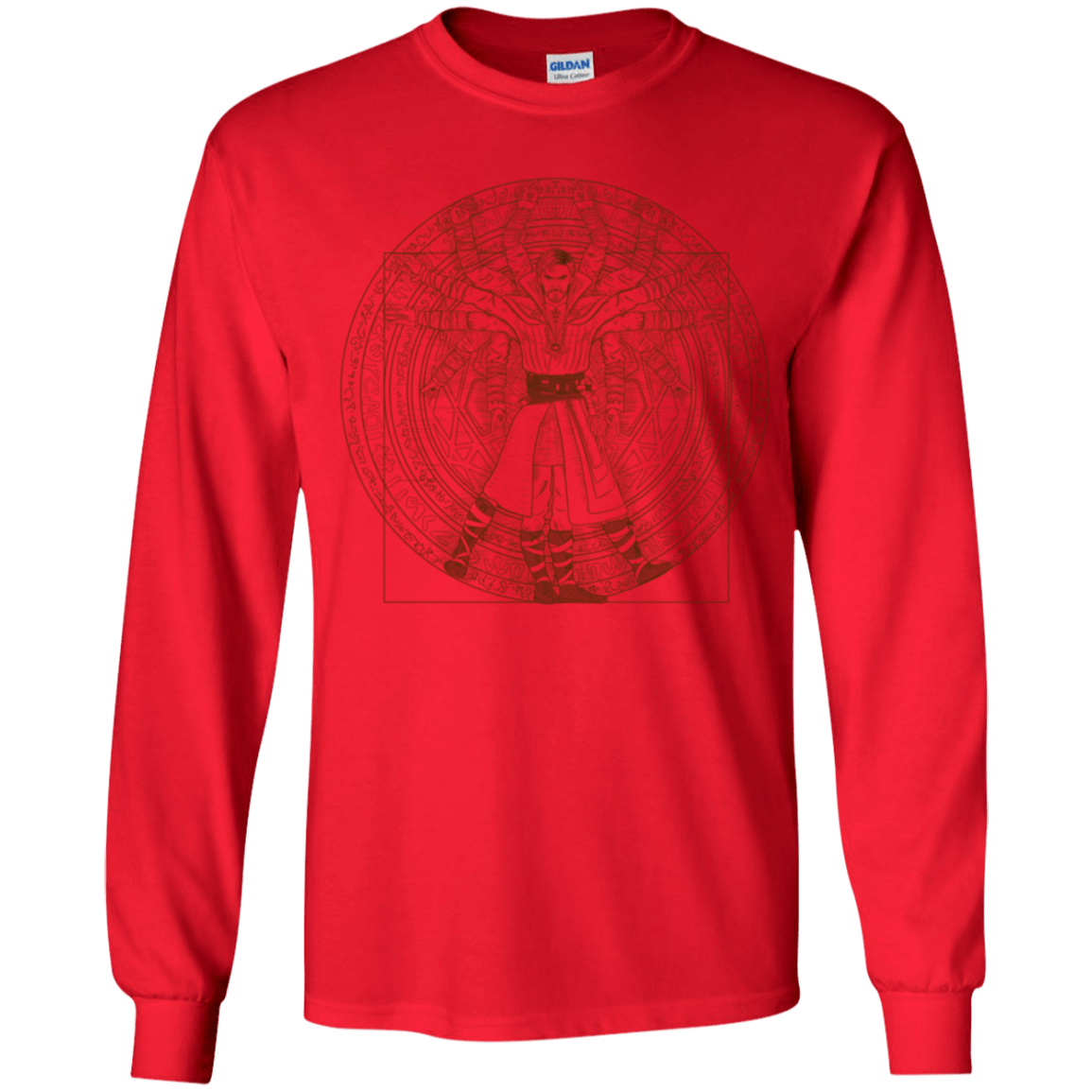 T-Shirts Red / YS Doctor Stranger Vitruvian Youth Long Sleeve T-Shirt