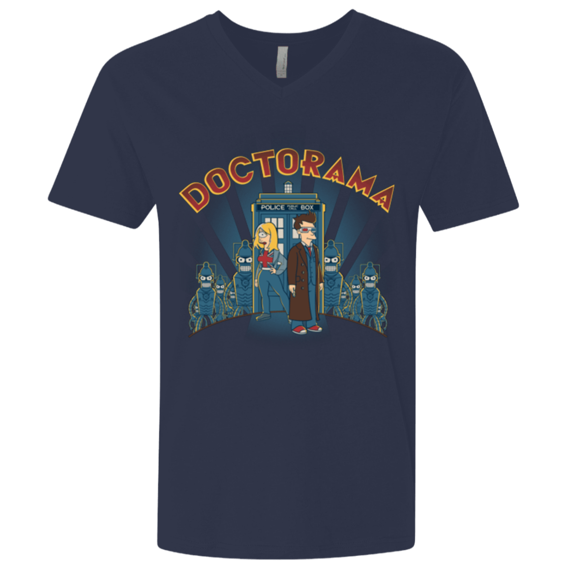 T-Shirts Midnight Navy / X-Small DOCTORAMA (2) Men's Premium V-Neck