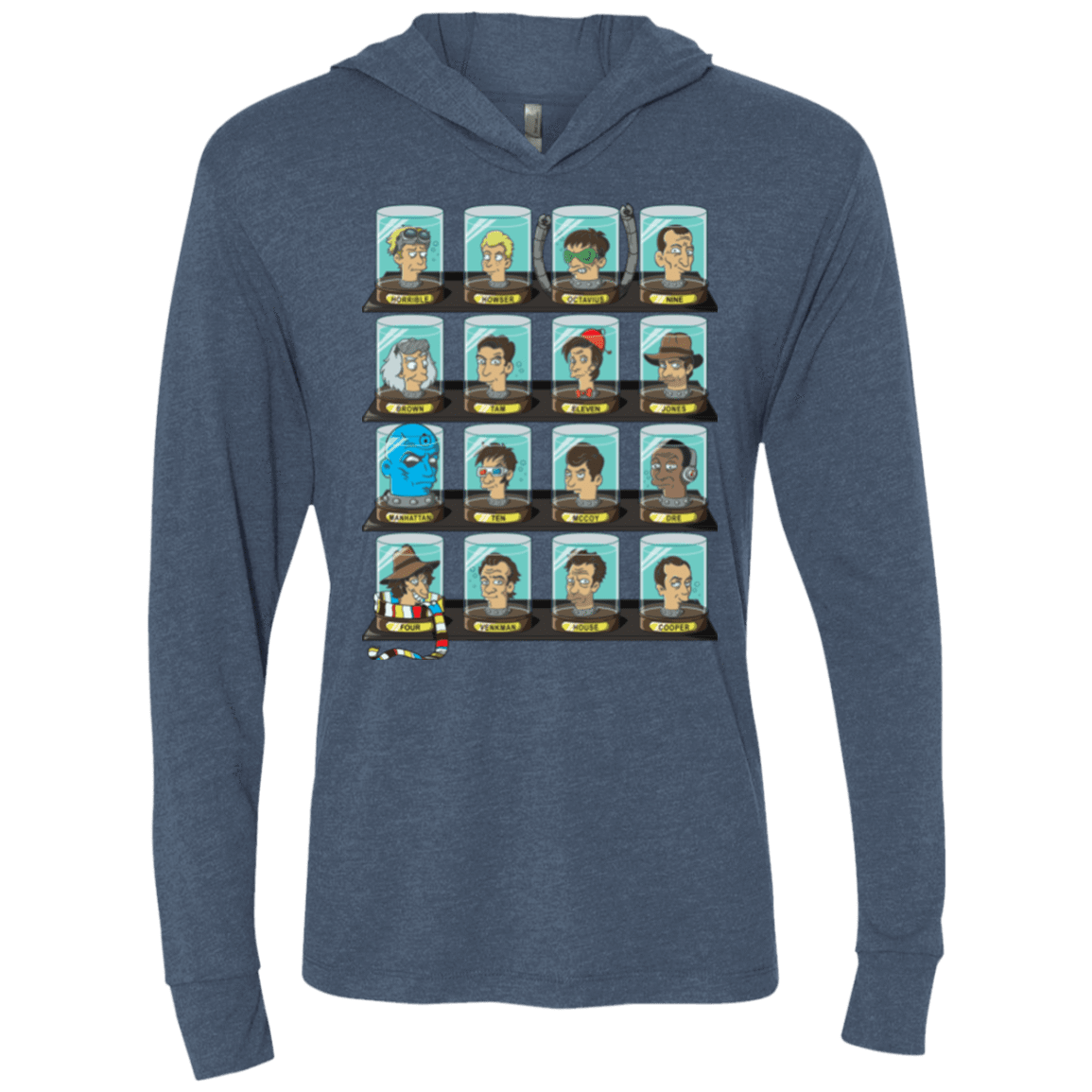 T-Shirts Indigo / X-Small Doctorama Triblend Long Sleeve Hoodie Tee