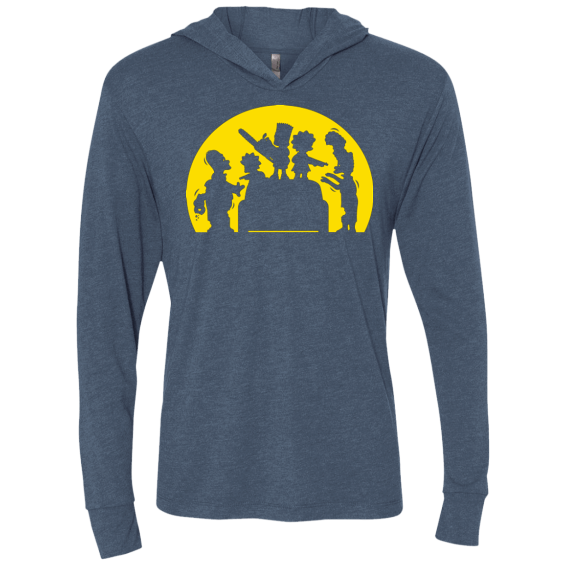 T-Shirts Indigo / X-Small Doh Zombies Triblend Long Sleeve Hoodie Tee