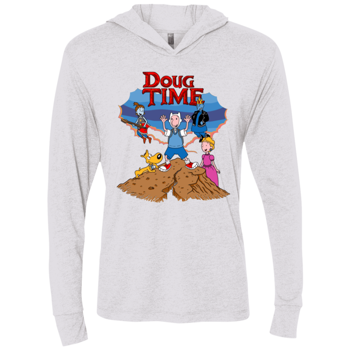 T-Shirts Heather White / X-Small Doug Time Triblend Long Sleeve Hoodie Tee