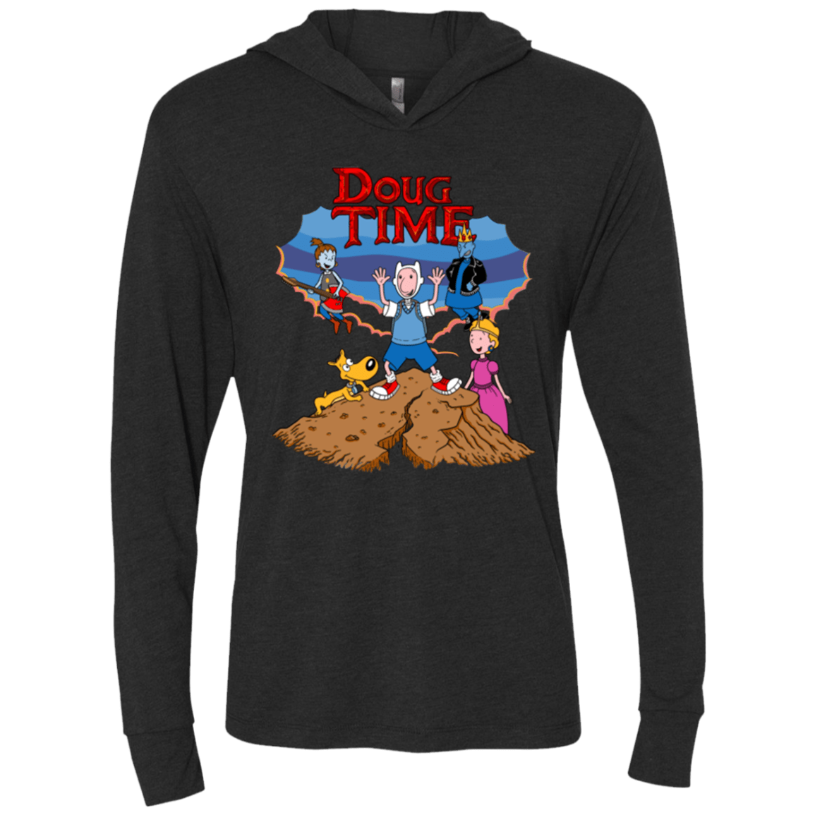 T-Shirts Vintage Black / X-Small Doug Time Triblend Long Sleeve Hoodie Tee