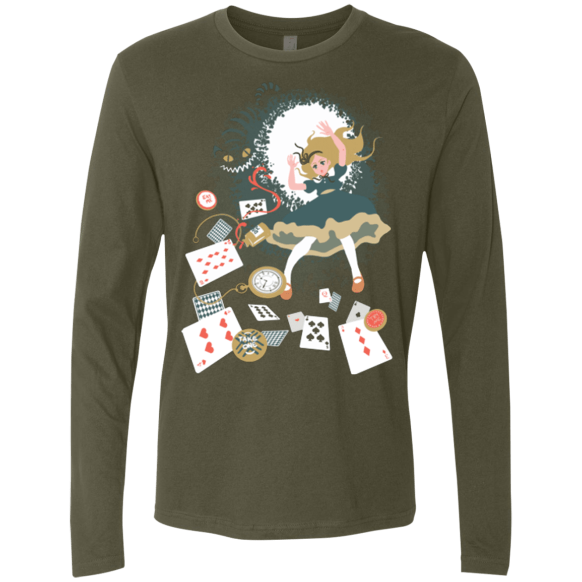 T-Shirts Military Green / Small Down the rabbit hole Men's Premium Long Sleeve