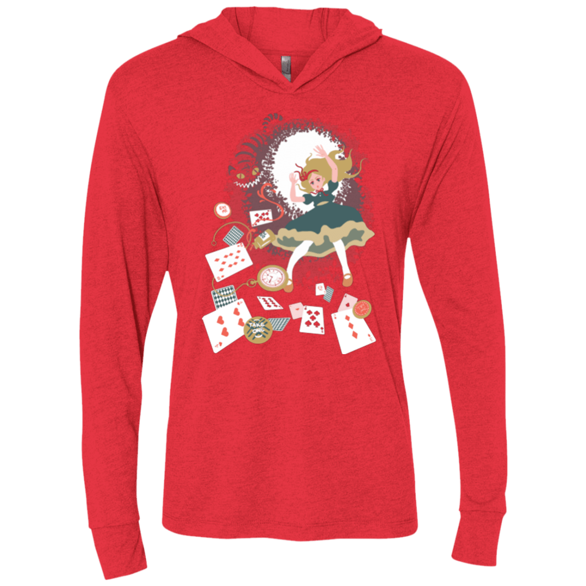 T-Shirts Vintage Red / X-Small Down the rabbit hole Triblend Long Sleeve Hoodie Tee