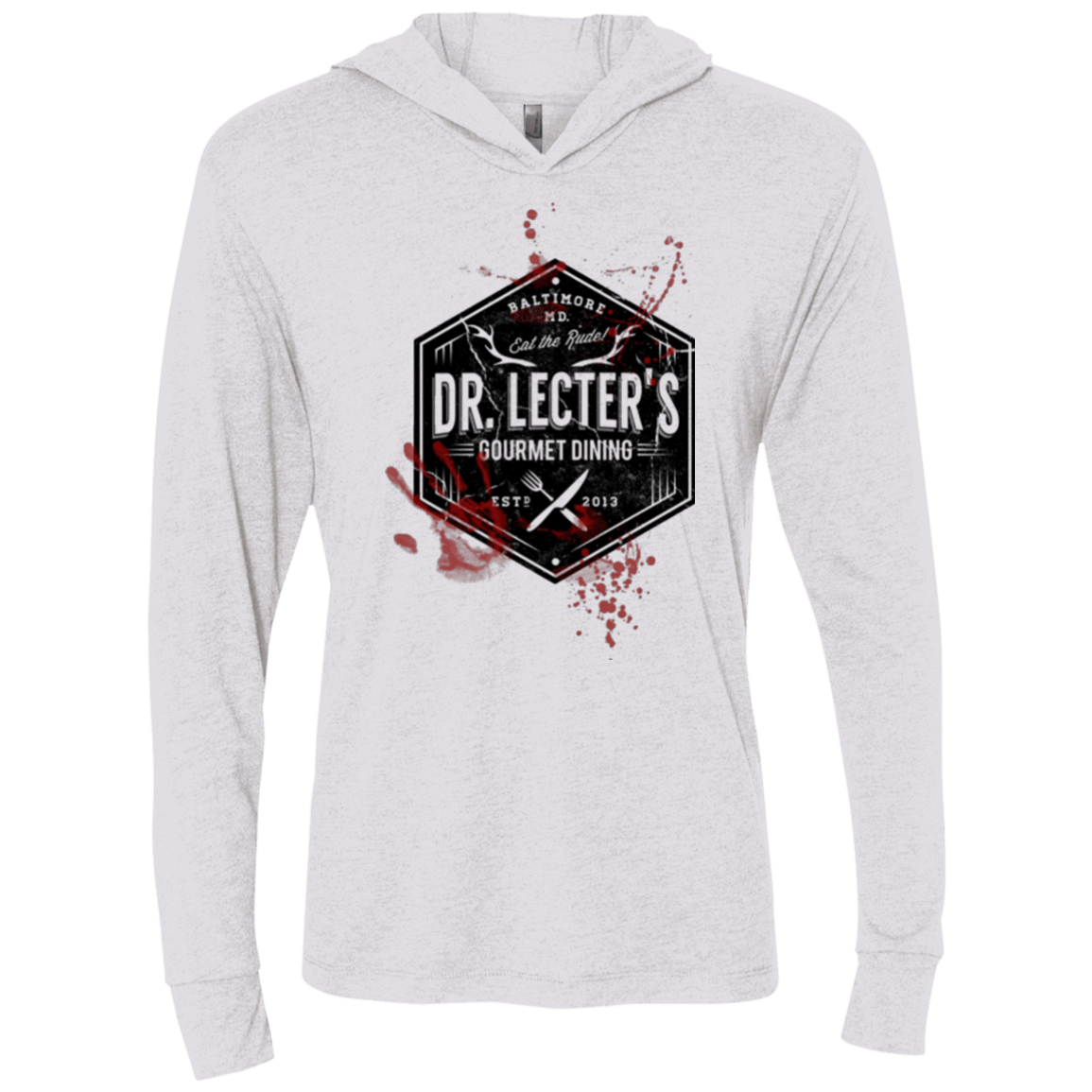 T-Shirts Heather White / X-Small Dr. Lecter's Gourmet Dining Triblend Long Sleeve Hoodie Tee