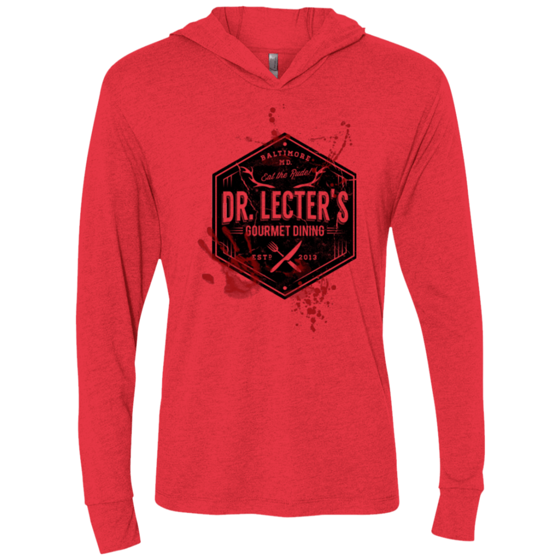 T-Shirts Vintage Red / X-Small Dr. Lecter's Gourmet Dining Triblend Long Sleeve Hoodie Tee