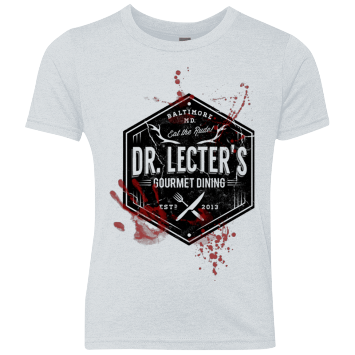 T-Shirts Heather White / YXS Dr. Lecter's Gourmet Dining Youth Triblend T-Shirt
