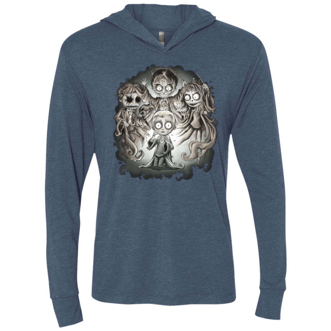 T-Shirts Indigo / X-Small Dracos Nightmare Triblend Long Sleeve Hoodie Tee