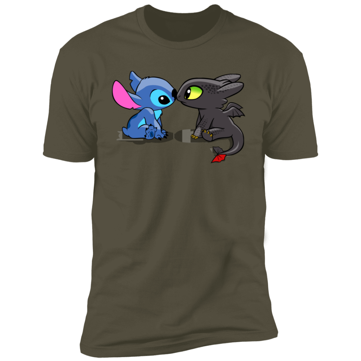 T-Shirts Military Green / S Dragon and Alien Kiss Men's Premium T-Shirt