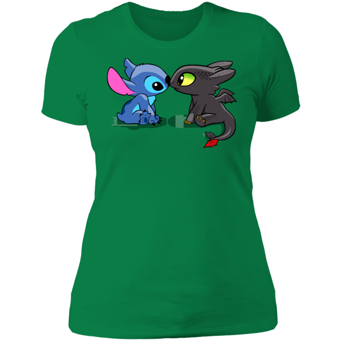 T-Shirts Kelly Green / S Dragon and Alien Kiss Women's Premium T-Shirt