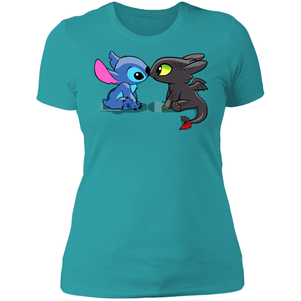 T-Shirts Tahiti Blue / S Dragon and Alien Kiss Women's Premium T-Shirt