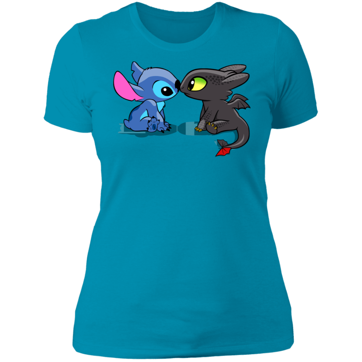T-Shirts Turquoise / S Dragon and Alien Kiss Women's Premium T-Shirt